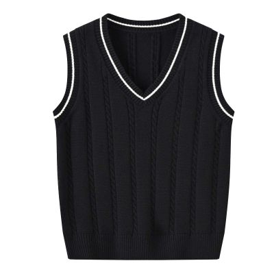 Boys Girls V Neck Knitted Sleeveless Pullover Sweater Vest Toddler Solid School Uniform Knit (Black, 5-6 Years)
