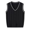 Boys Girls V Neck Knitted Sleeveless Pullover Sweater Vest Toddler Solid School Uniform Knit (Black, 5-6 Years) view 1