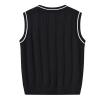 Boys Girls V Neck Knitted Sleeveless Pullover Sweater Vest Toddler Solid School Uniform Knit (Black, 5-6 Years) view 2