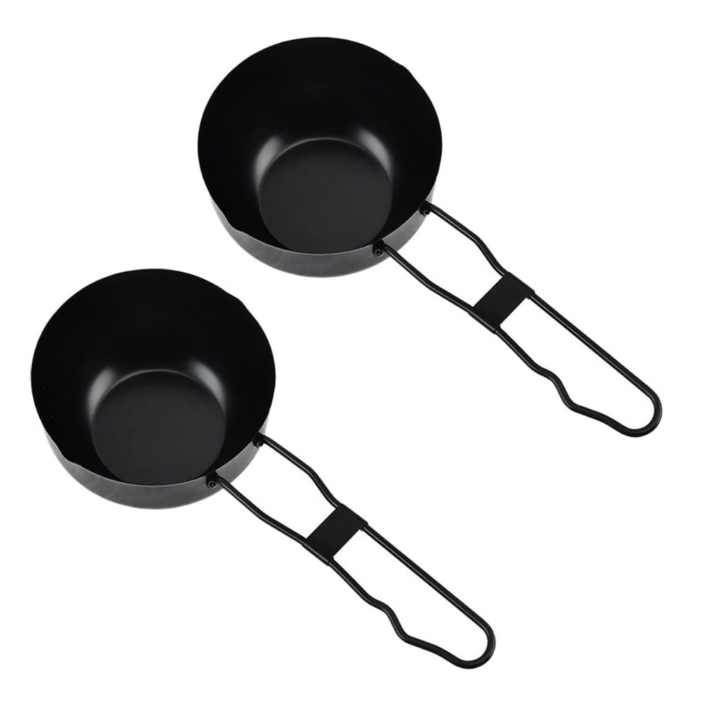 MOLUCKFU 2pcs Iron Camping Cooking Pot Lightweight Backpacking Soup Pot for Outdoor Cooking Stewing Nonstick Design for Hiking Picnics