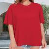 ADOREJOY Oversized Tshirts for Women Crewneck Summer Short Sleeve Loose Graphic Basic Tees, Pure Red, S view 2