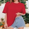 ADOREJOY Oversized Tshirts for Women Crewneck Summer Short Sleeve Loose Graphic Basic Tees, Pure Red, S view 3