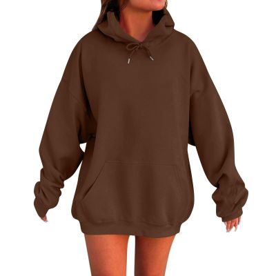 Womens Oversized Hoodies Winter Cotton Sweatshirts Pullover 2025 Fashion Tops Trendy Outfits, Coffee, Large