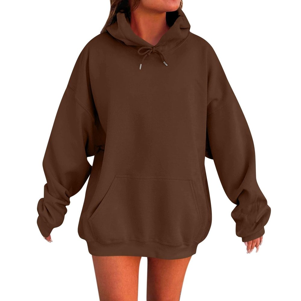 Womens Oversized Hoodies Winter Cotton Sweatshirts Pullover 2025 Fashion Tops Trendy Outfits, Coffee, Large