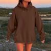 Womens Oversized Hoodies Winter Cotton Sweatshirts Pullover 2025 Fashion Tops Trendy Outfits, Coffee, Large view 2
