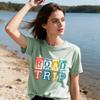 Road Trip Women Hiking Camping Active Shirts Loose Fit Workout Graphic Climbing Outfit 70s 80s 90s Vintage Outdoor Tee Tops, Light Green XL view 2