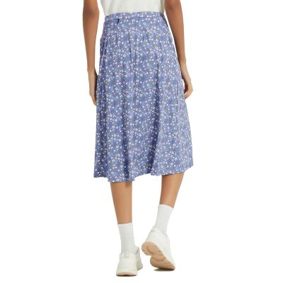 NOOYME 28" Skorts for Women with 3 Pockets Modest Knee Length Athletic Midi Skirts (X-Large,Purple Floral)