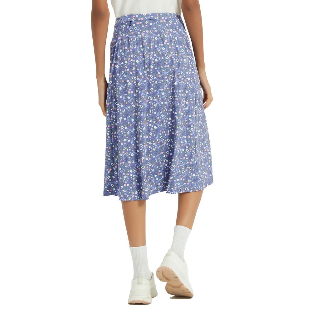 NOOYME 28" Skorts for Women with 3 Pockets Modest Knee Length Athletic Midi Skirts (X-Large,Purple Floral)