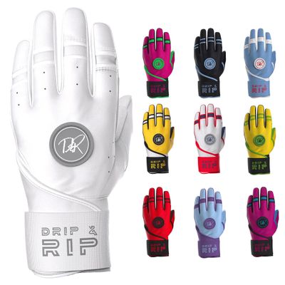 Drip & Rip Baller Series Premium Long Cuff Batting Gloves for Baseball and Softball in Youth and Adult Sizing (Specter, Adult X-Large)