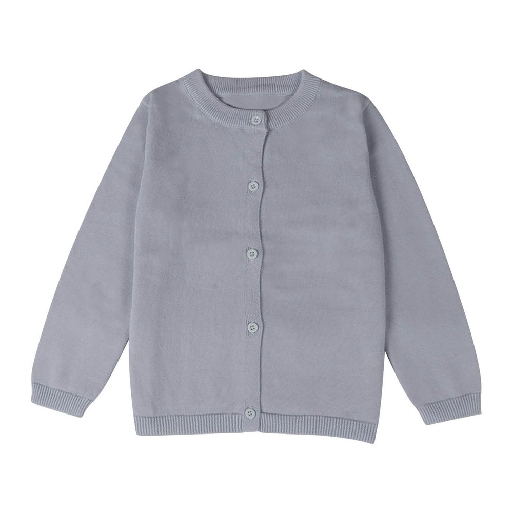 Baby Boy Girl Knit Cardigan Sweater Soft Warm Crochet Round Neck Long Sleeve Coat Toddler Fall Winter Outwear 2-7 Years