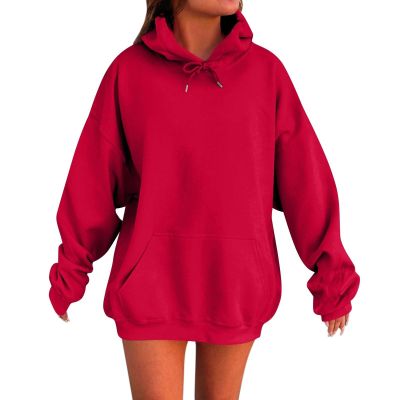 Womens Oversized Hoodies Winter Cotton Sweatshirts Pullover 2025 Fashion Tops Trendy Outfits, Red, XX-Large