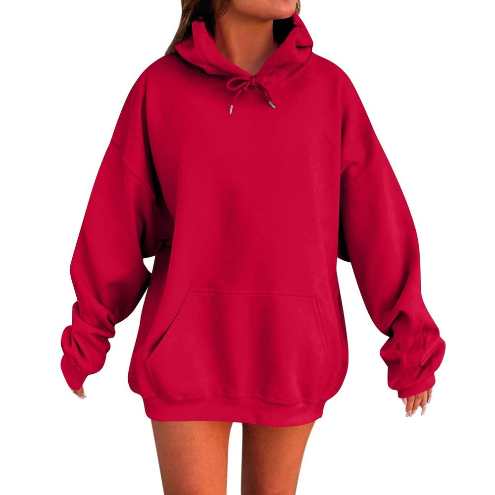 Womens Oversized Hoodies Winter Cotton Sweatshirts Pullover 2025 Fashion Tops Trendy Outfits, Red, XX-Large