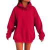 Womens Oversized Hoodies Winter Cotton Sweatshirts Pullover 2025 Fashion Tops Trendy Outfits, Red, XX-Large view 1