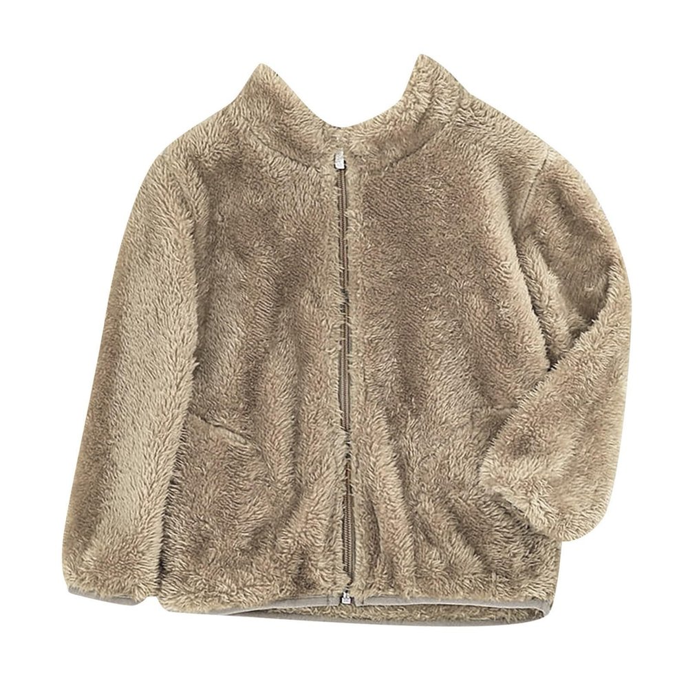 Little/Big Girls Boys Fleece Jacket Zip Up Thick Coat Winter Warm Bear Ear Cute Jackets Toddler Outerwear 2-10 Years