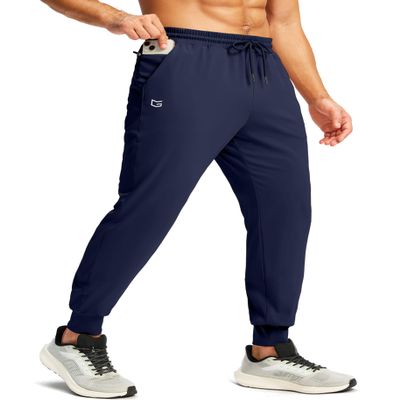 G Gradual Men's Joggers with Zipper Pockets Workout Track Pant Stretch Sweatpants for Men Athletic, Gym, Running(Navy,M)