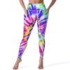 Artsy Rainbow Tie Dye Soft Printed Tummy Leggings for Women Lightweight with Pocket Printed Breathable Yoga Leggings M view 1