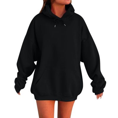 Womens Oversized Hoodies Winter Cotton Sweatshirts Pullover 2025 Fashion Tops Trendy Outfits, Black, X-Small