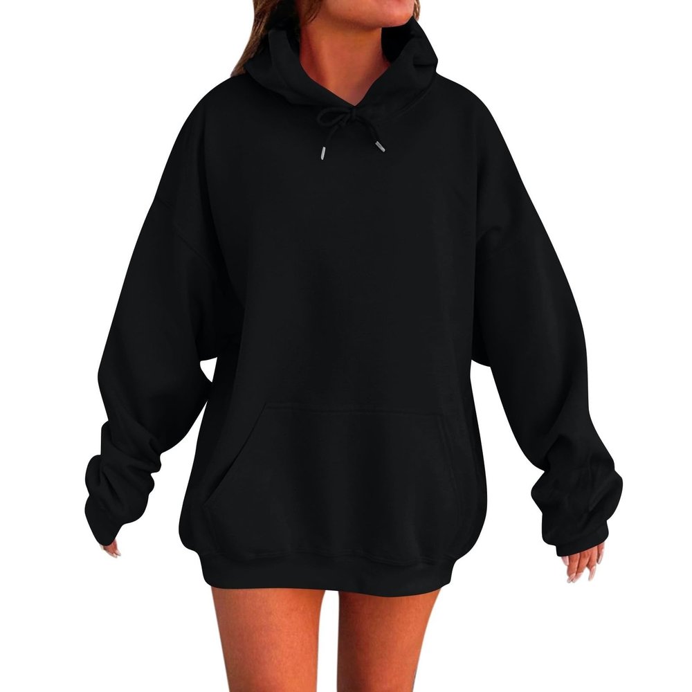 Womens Oversized Hoodies Winter Cotton Sweatshirts Pullover 2025 Fashion Tops Trendy Outfits, Black, X-Small