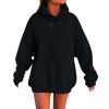 Womens Oversized Hoodies Winter Cotton Sweatshirts Pullover 2025 Fashion Tops Trendy Outfits, Black, X-Small view 1