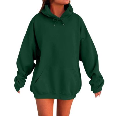 Womens Oversized Hoodies Winter Cotton Sweatshirts Pullover 2025 Fashion Tops Trendy Outfits, Green, Large