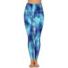 Turquoise Blue Tie Dye High Waisted Leggings for Women Soft Athletic Breathable Tummy Control Pants for Running Yoga S view 2