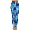 Turquoise Blue Tie Dye High Waisted Leggings for Women Soft Athletic Breathable Tummy Control Pants for Running Yoga S view 3