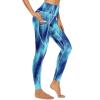 Turquoise Blue Tie Dye High Waisted Leggings for Women Soft Athletic Breathable Tummy Control Pants for Running Yoga S view 4