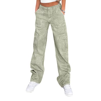 Lepunuo Cargo Pants for Women High Waisted Casual Pants Baggy Stretchy Wide Leg Y2K Streetwear with 6 Pockets