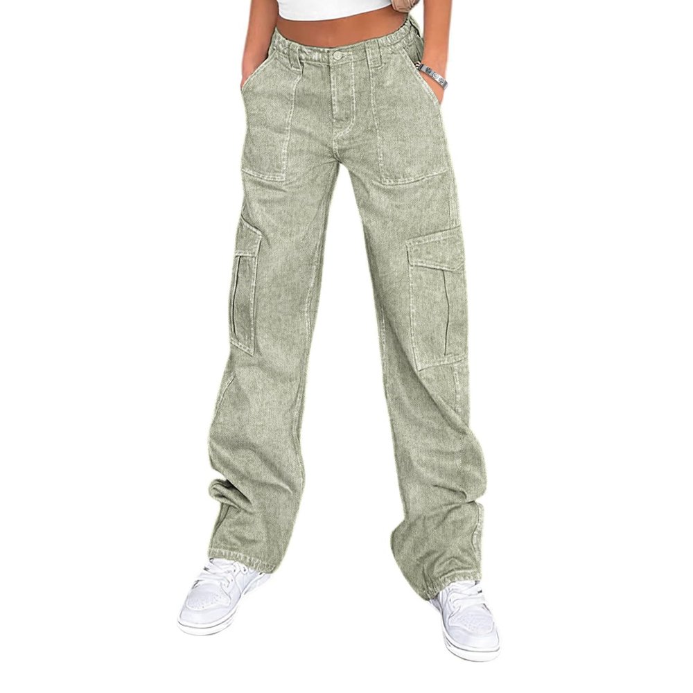 Lepunuo Cargo Pants for Women High Waisted Casual Pants Baggy Stretchy Wide Leg Y2K Streetwear with 6 Pockets