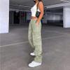 Lepunuo Cargo Pants for Women High Waisted Casual Pants Baggy Stretchy Wide Leg Y2K Streetwear with 6 Pockets view 3