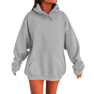 Womens Oversized Hoodies Winter Cotton Sweatshirts Pullover 2025 Fashion Tops Trendy Outfits(Grey, L)