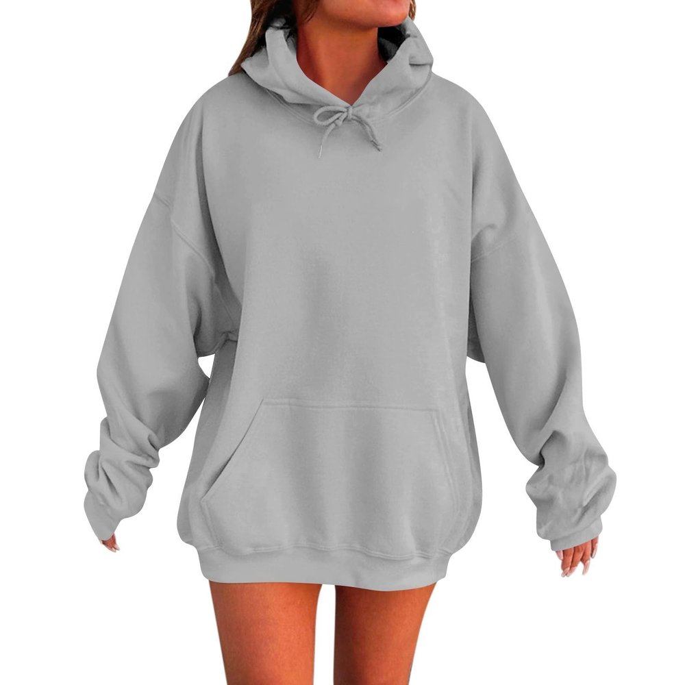 Womens Oversized Hoodies Winter Cotton Sweatshirts Pullover 2025 Fashion Tops Trendy Outfits(Grey, L)