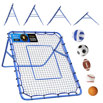5x4FT Volleyball Baseball Rebounder Net, Softball Rebounder Pitchback Net Quick Adjustments, Quick Adjustments Lacrosse Bounce Back Practice Equipment, Ideal for Outdoor Indoor and Backyard Training