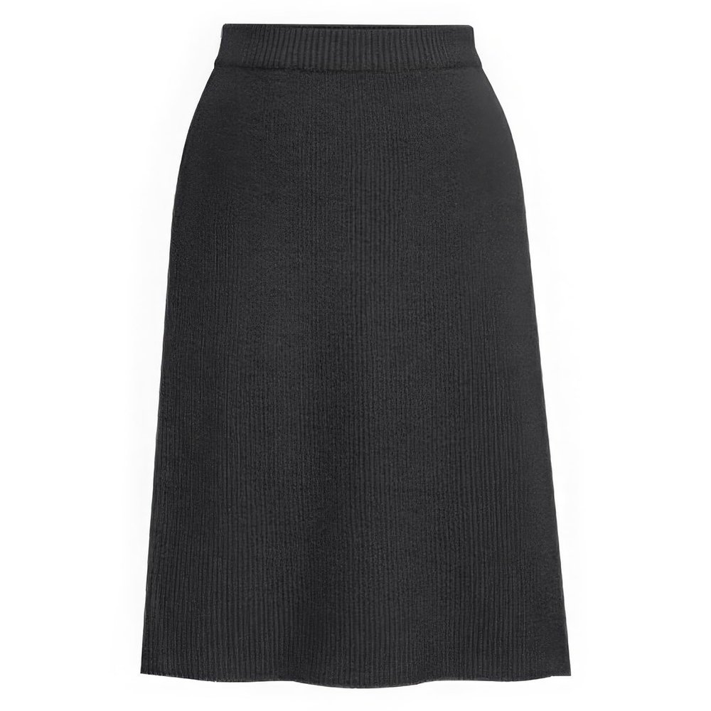 ebossy Women's Winter Warm High Waist Side Slit Wool Blend Long Skirts Rib Knit Stretchy Bodycon Pencil Skirt (Large, Backslit-Dark Grey)
