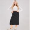 ebossy Women's Winter Warm High Waist Side Slit Wool Blend Long Skirts Rib Knit Stretchy Bodycon Pencil Skirt (Large, Backslit-Dark Grey) view 3