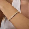 PAVOI 14K Yellow Gold Plated Simulated Diamonds Bezel Set Tennis Bracelets for Women - Cubic Zirconia Stones Trinity Statement Bride Gold Bracelet Stack -Size 6.5" view 2