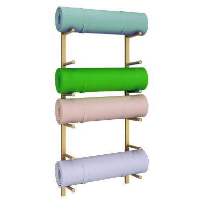 DLYZAYE Metal Yoga Mat Storage Rack, Wall Mount Yoga Mat Holder, Floating Shelf Home Gym Accessories Organizer for Foam RollerExercise MatYoga BrickSkateboard