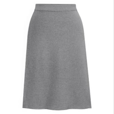 ebossy Women's Winter Warm High Waist Side Slit Wool Blend Long Skirts Rib Knit Stretchy Bodycon Pencil Skirt (2X-Large, Backslit-Light Grey)