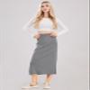 ebossy Women's Winter Warm High Waist Side Slit Wool Blend Long Skirts Rib Knit Stretchy Bodycon Pencil Skirt (2X-Large, Backslit-Light Grey) view 3