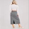 ebossy Women's Winter Warm High Waist Side Slit Wool Blend Long Skirts Rib Knit Stretchy Bodycon Pencil Skirt (2X-Large, Backslit-Light Grey) view 4