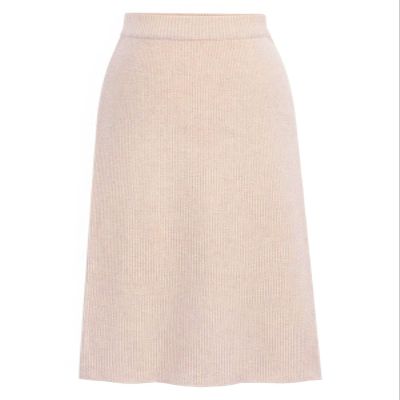 ebossy Women's Winter Warm High Waist Side Slit Wool Blend Long Skirts Rib Knit Stretchy Bodycon Pencil Skirt (Small, Backslit-Apricot)