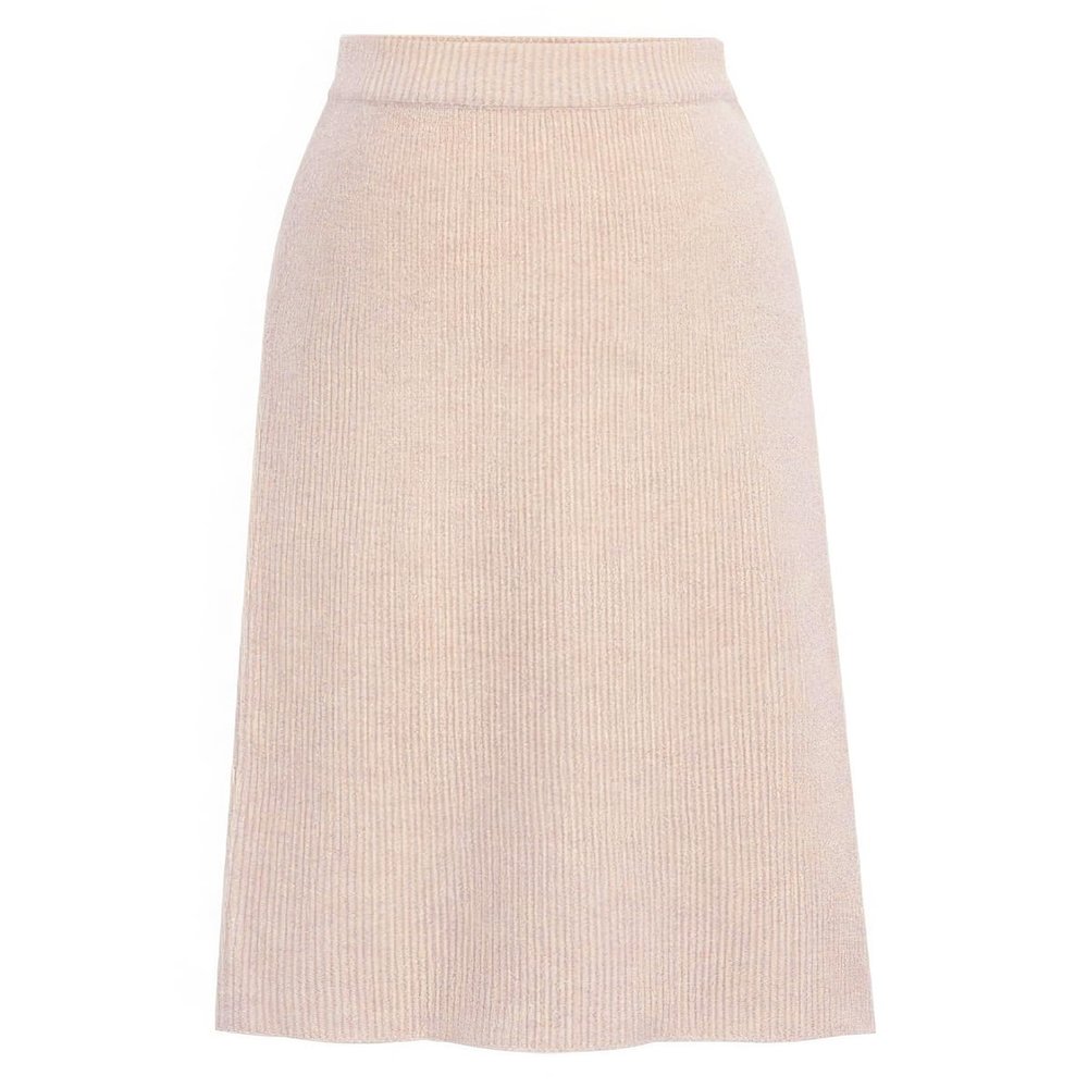 ebossy Women's Winter Warm High Waist Side Slit Wool Blend Long Skirts Rib Knit Stretchy Bodycon Pencil Skirt (Small, Backslit-Apricot)