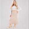 ebossy Women's Winter Warm High Waist Side Slit Wool Blend Long Skirts Rib Knit Stretchy Bodycon Pencil Skirt (Small, Backslit-Apricot) view 4