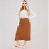 ebossy Women's Winter Warm High Waist Side Slit Wool Blend Long Skirts Rib Knit Stretchy Bodycon Pencil Skirt (Small, Backslit-Caramel) view 4