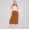 ebossy Women's Winter Warm High Waist Side Slit Wool Blend Long Skirts Rib Knit Stretchy Bodycon Pencil Skirt (X-Large, Backslit-Caramel) view 3