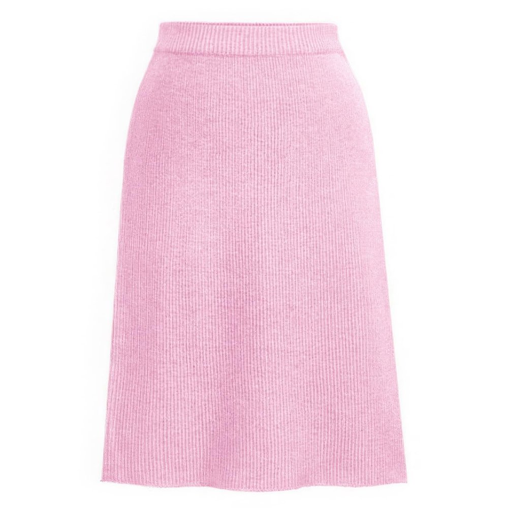 ebossy Women's Winter Warm High Waist Side Slit Wool Blend Long Skirts Rib Knit Stretchy Bodycon Pencil Skirt (X-Large, Backslit-Sakura Pink)
