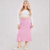 ebossy Women's Winter Warm High Waist Side Slit Wool Blend Long Skirts Rib Knit Stretchy Bodycon Pencil Skirt (X-Large, Backslit-Sakura Pink) view 2