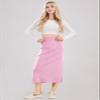ebossy Women's Winter Warm High Waist Side Slit Wool Blend Long Skirts Rib Knit Stretchy Bodycon Pencil Skirt (Small, Backslit-Sakura Pink) view 3