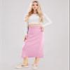 ebossy Women's Winter Warm High Waist Side Slit Wool Blend Long Skirts Rib Knit Stretchy Bodycon Pencil Skirt (Small, Backslit-Sakura Pink) view 4