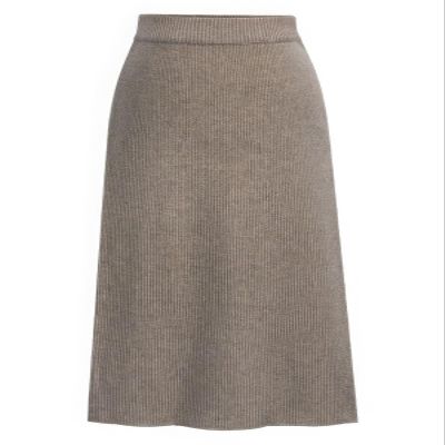 ebossy Women's Winter Warm High Waist Side Slit Wool Blend Long Skirts Rib Knit Stretchy Bodycon Pencil Skirt (Large, Backslit-Khaki)